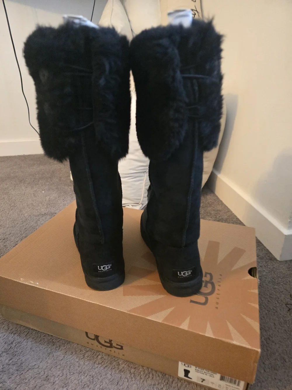 UGG Black Over-The-Knee Boots with Shearling Cuff